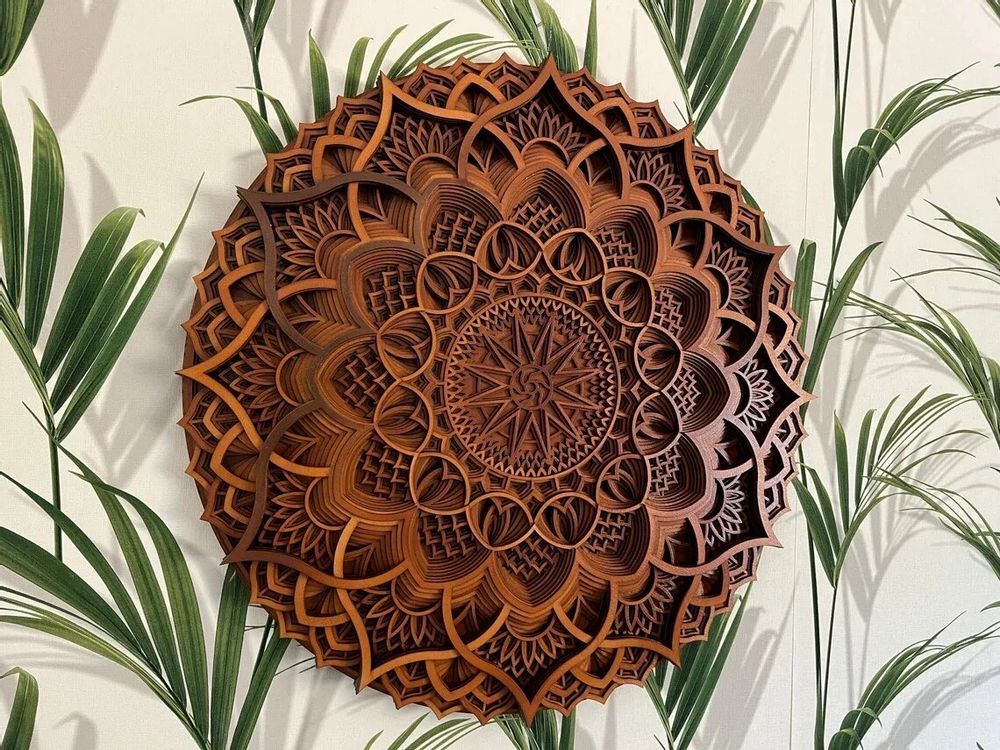 Autres décorations murales - Mandala en bois, décoration d'appartement, art mural élégant - BHDECOR