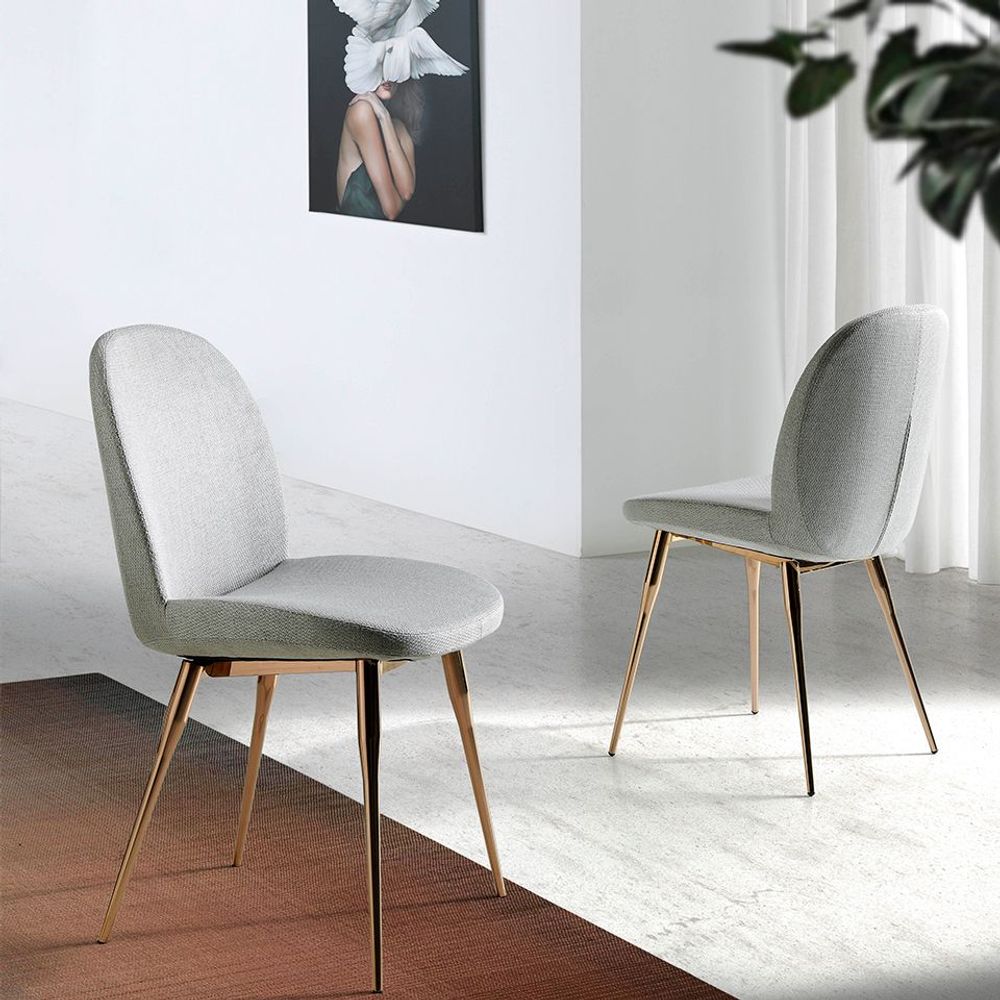 Chaises - Chaise de table à manger pieds or rose - ANGEL CERDÁ