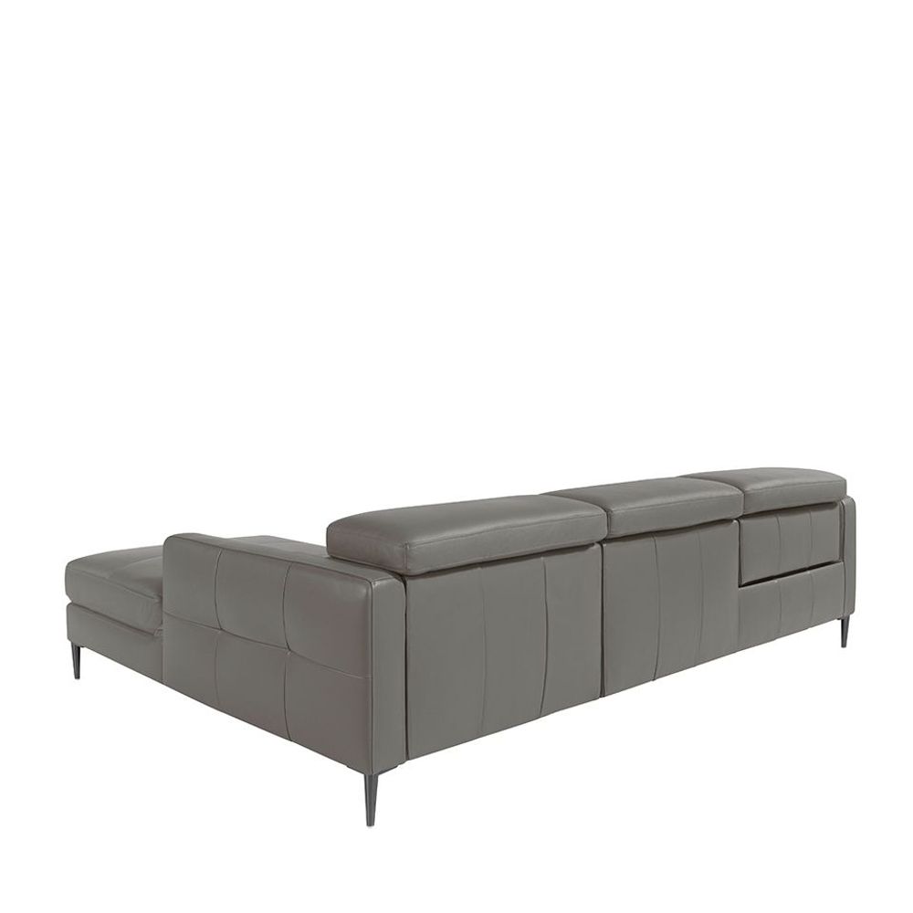 Canapés - Canapé chaise longue en cuir gris foncé avec mécanisme relax - ANGEL CERDÁ
