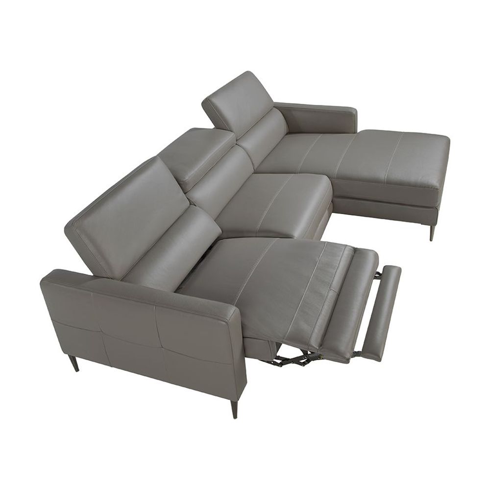 Canapés - Canapé chaise longue en cuir gris foncé avec mécanisme relax - ANGEL CERDÁ