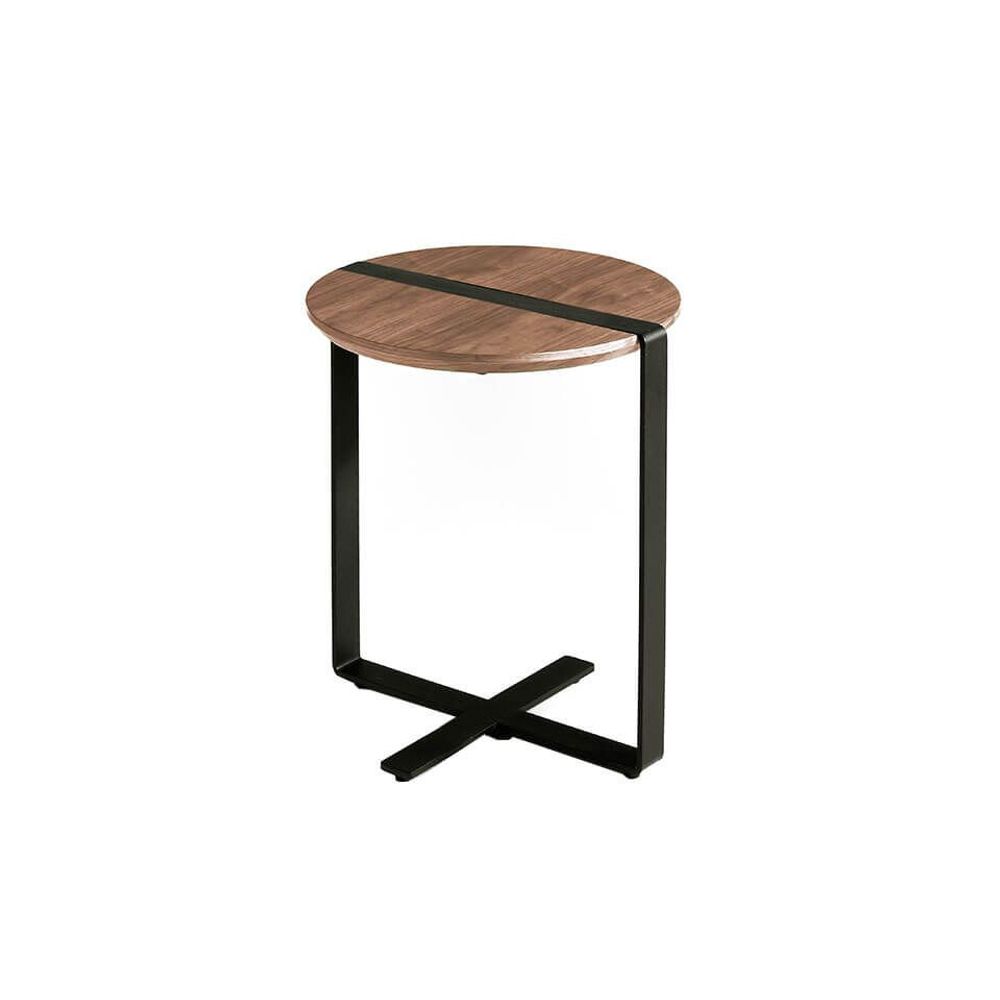 Tables basses - Table d'angle en noyer et acier noir - ANGEL CERDÁ