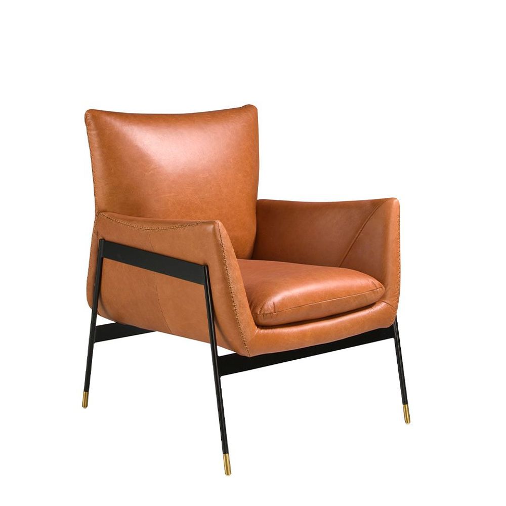 Fauteuils - Fauteuil tapissé en cuir de vachette marron - ANGEL CERDÁ