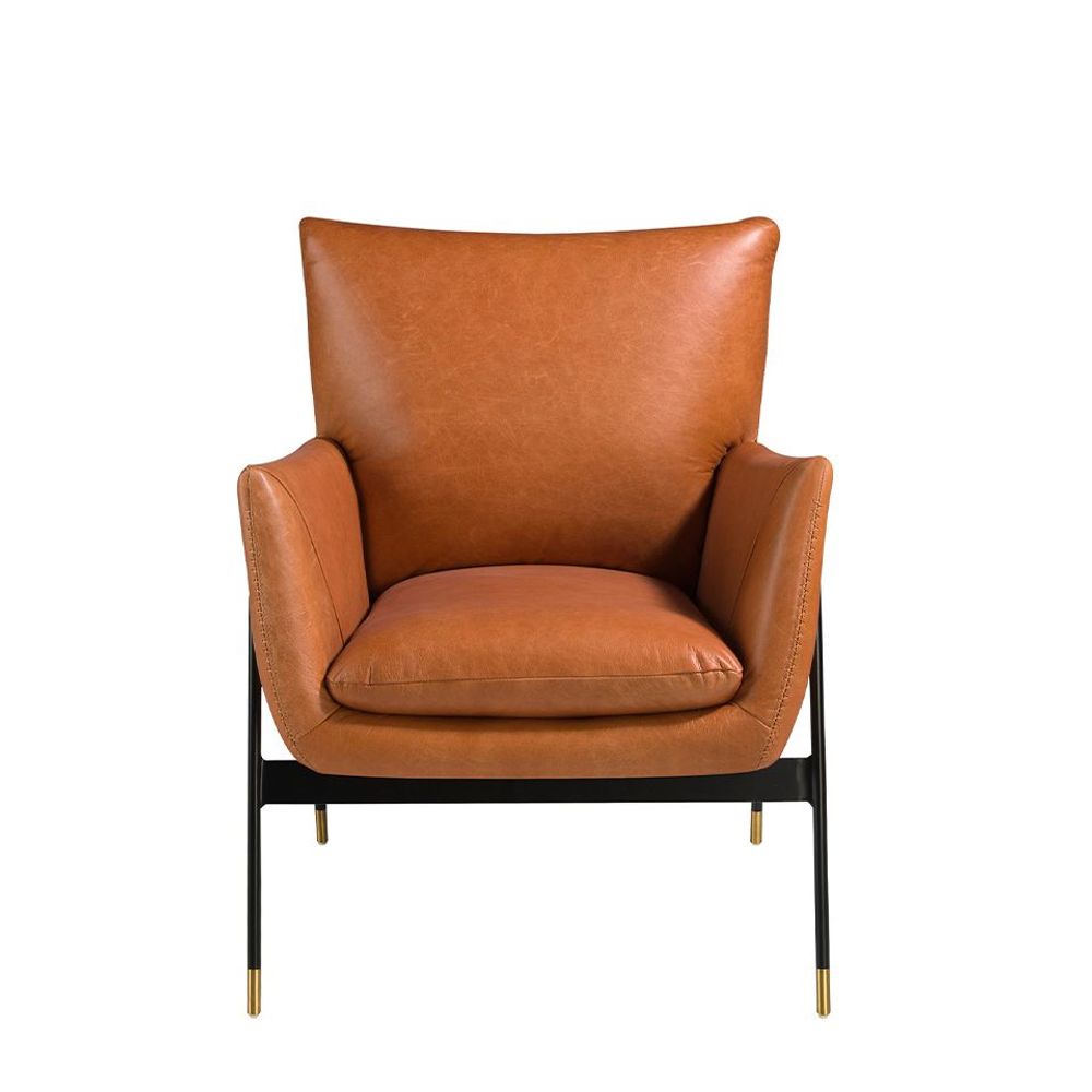 Fauteuils - Fauteuil tapissé en cuir de vachette marron - ANGEL CERDÁ