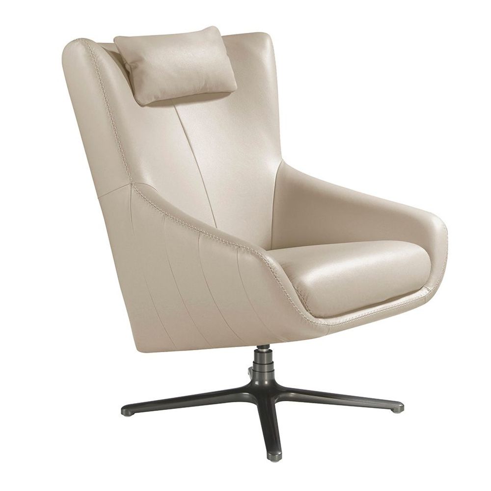 Armchairs - Leather swivel armchair with removable cushion - ANGEL CERDÁ