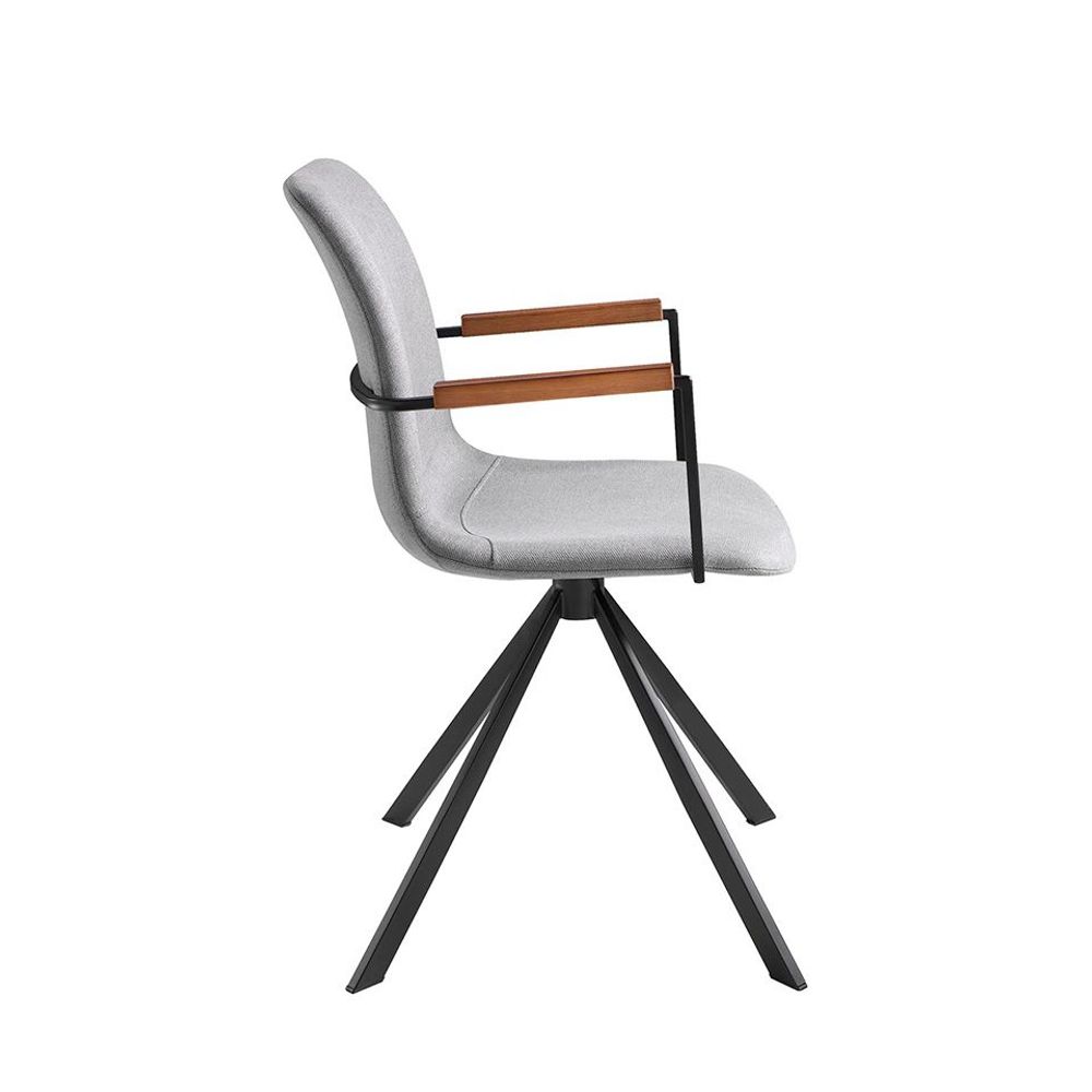 Chaises - Fauteuil pivotant en tissu et pieds en acier noir - ANGEL CERDÁ
