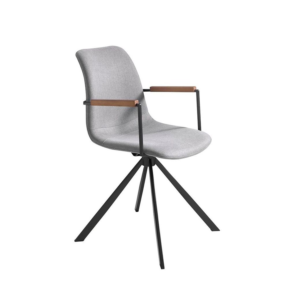 Chaises - Fauteuil pivotant en tissu et pieds en acier noir - ANGEL CERDÁ