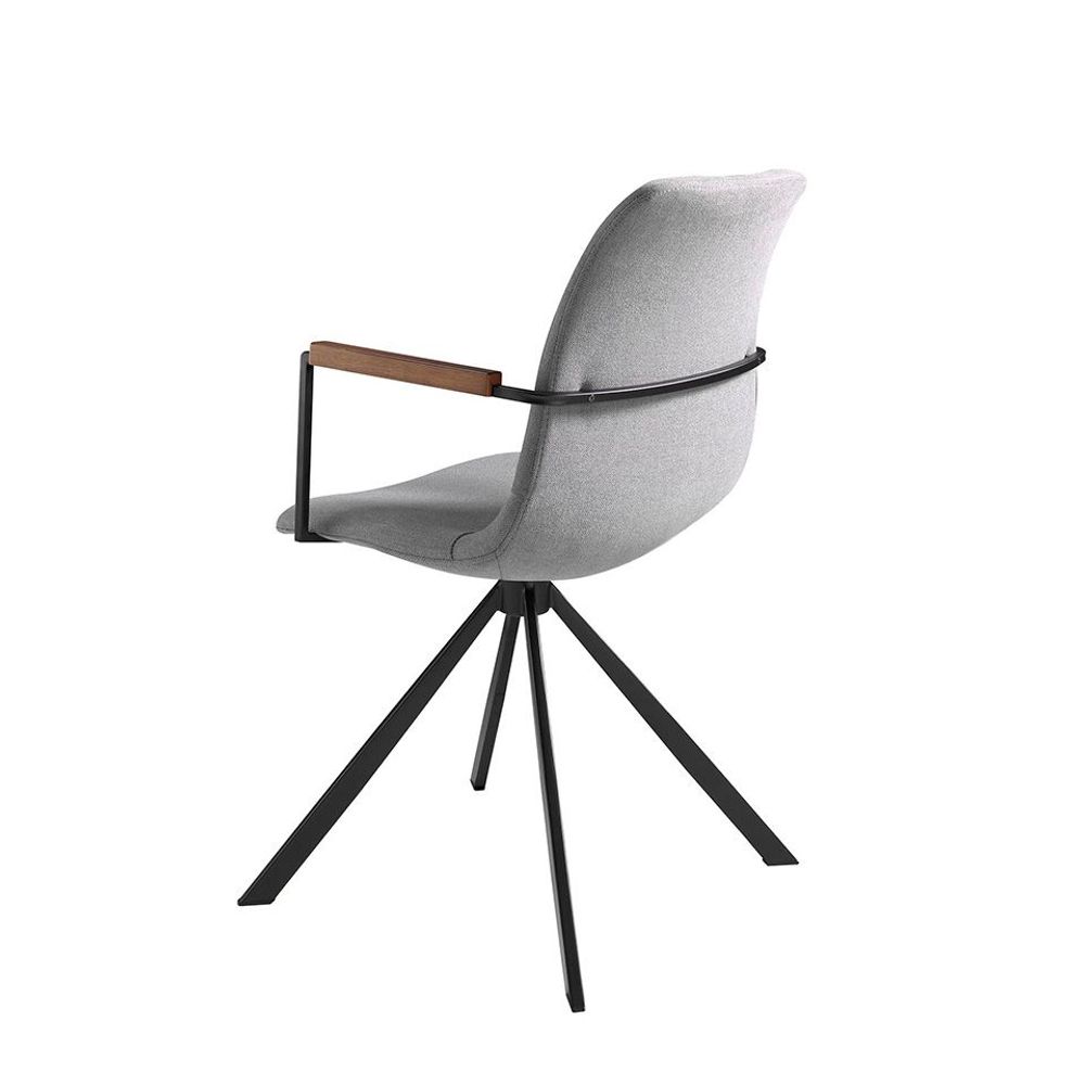 Chaises - Fauteuil pivotant en tissu et pieds en acier noir - ANGEL CERDÁ