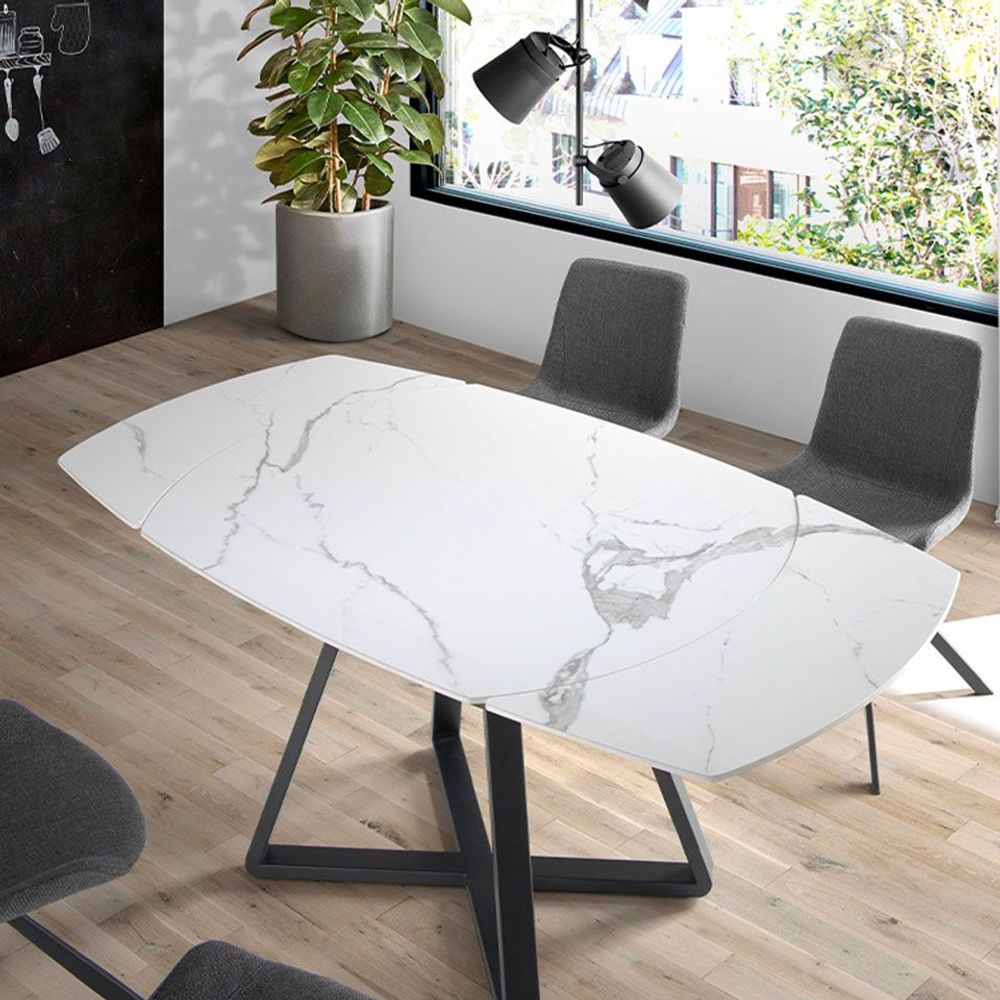 Dining Tables - White marble extending dining table - ANGEL CERDÁ