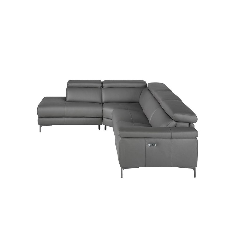 Sofas - Corner sofa upholstered in grey leather leather - ANGEL CERDÁ