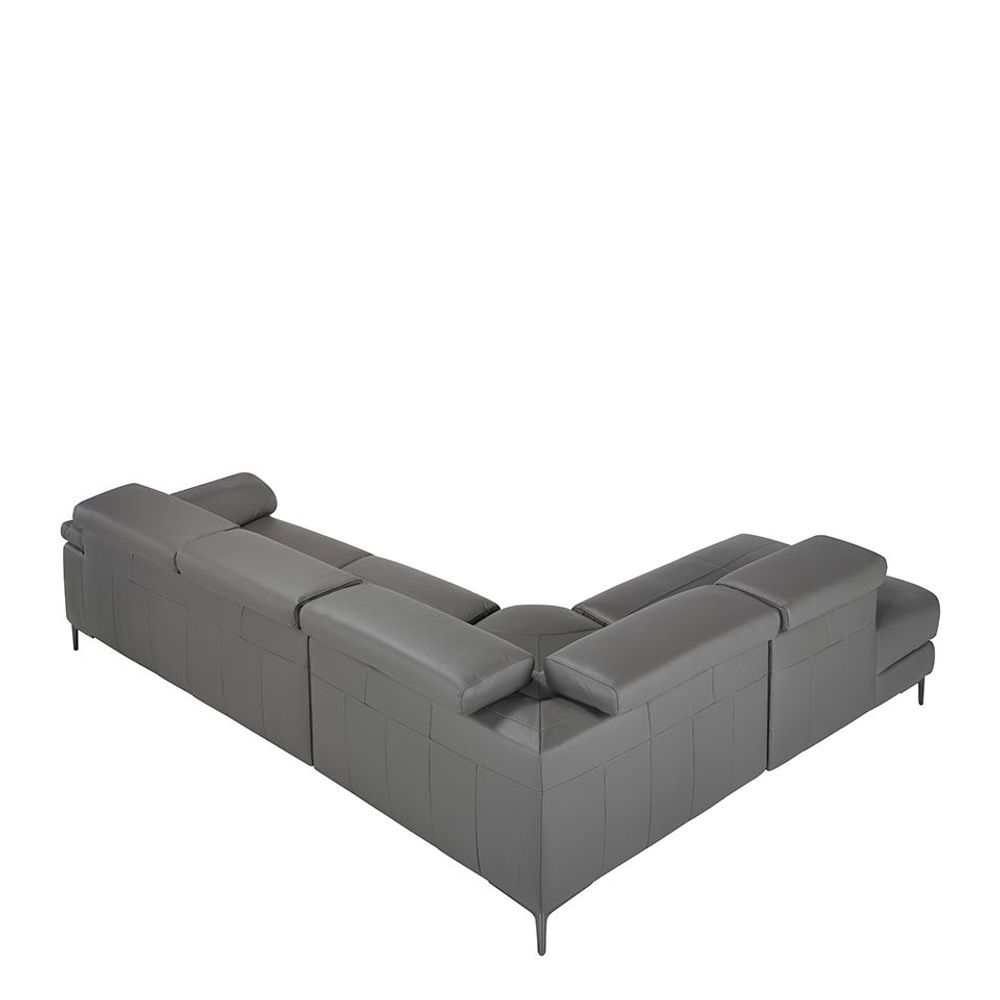 Sofas - Corner sofa upholstered in grey leather leather - ANGEL CERDÁ