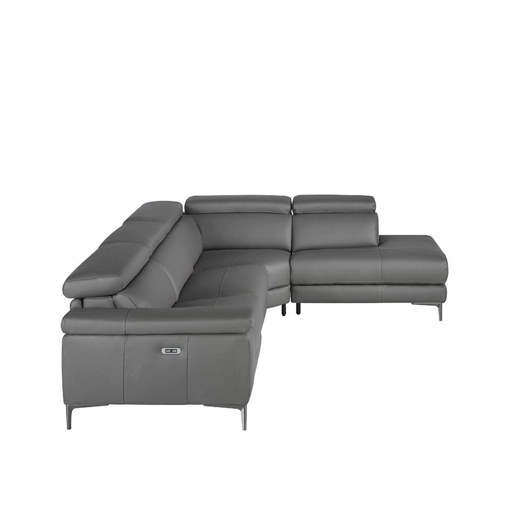Sofas - Corner sofa upholstered in grey leather leather - ANGEL CERDÁ
