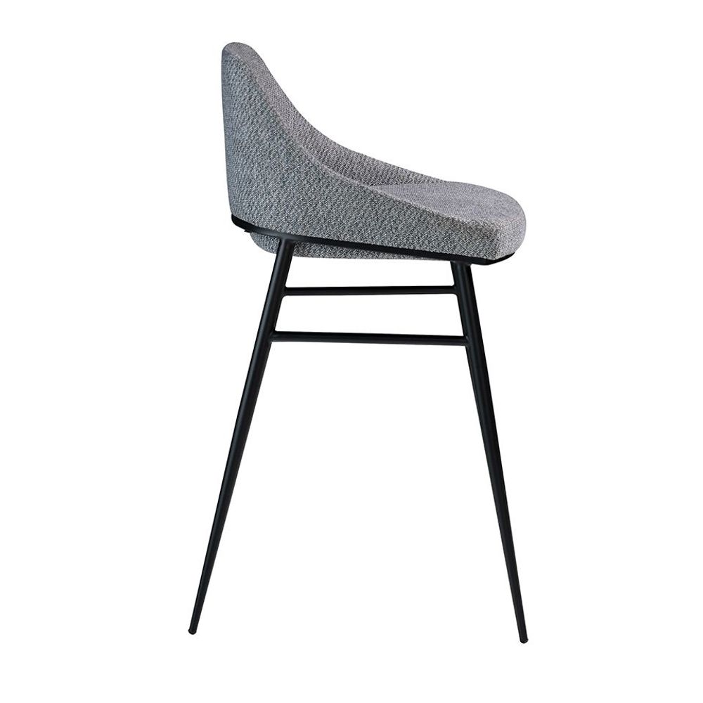 Tabourets - Tabouret tapissé en tissu et structure en acier noir - ANGEL CERDÁ