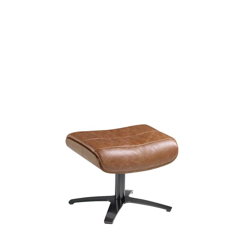Poufs - Pouf pivotant tapissé en cuir de vachette camel - ANGEL CERDÁ