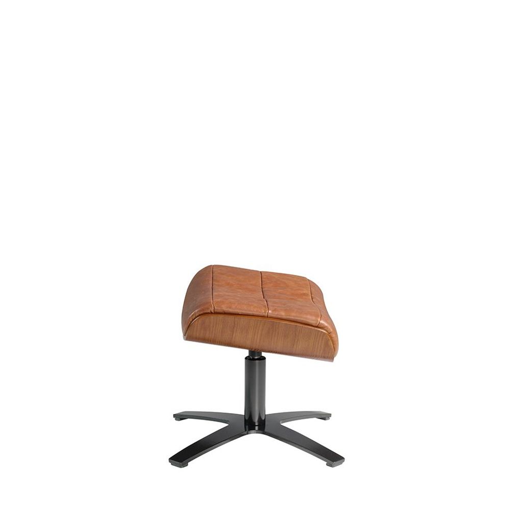 Poufs - Pouf pivotant tapissé en cuir de vachette camel - ANGEL CERDÁ