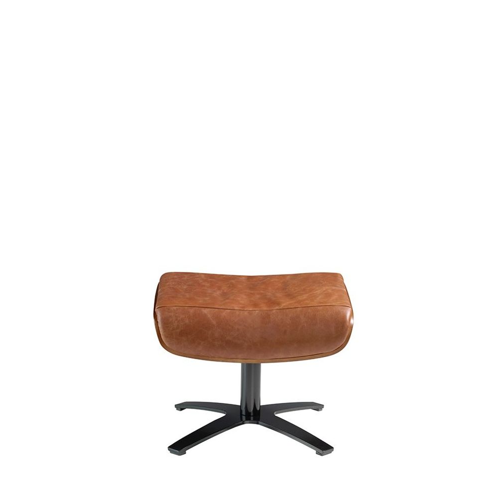 Poufs - Pouf pivotant tapissé en cuir de vachette camel - ANGEL CERDÁ