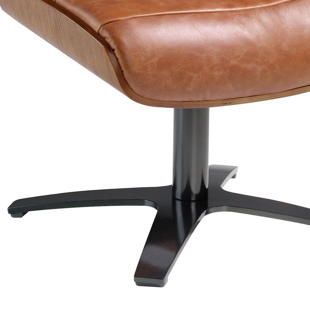 Poufs - Pouf pivotant tapissé en cuir de vachette camel - ANGEL CERDÁ