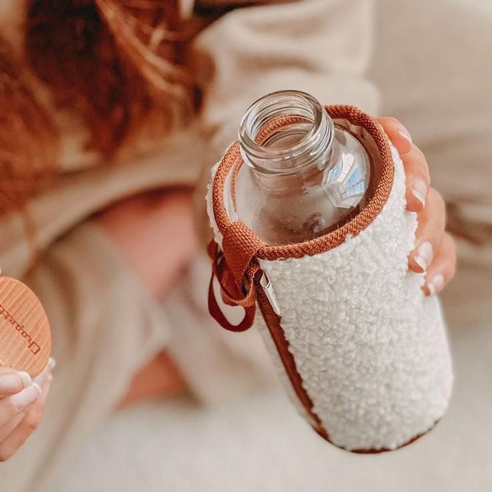 Homewear - Gourde éco-conçue verre recyclé et housse isotherme, garantie à vie, CHOPETTE BOUCLETTES - LITTLE POTS