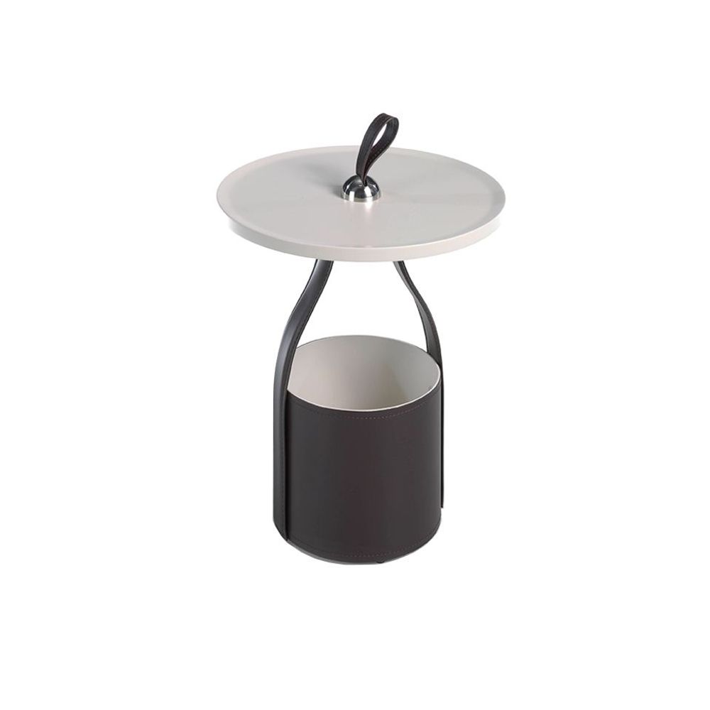 Coffee tables - Round corner table in chocolate brown leatherette - ANGEL CERDÁ