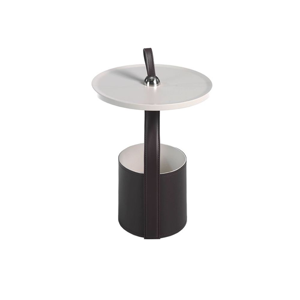 Coffee tables - Round corner table in chocolate brown leatherette - ANGEL CERDÁ