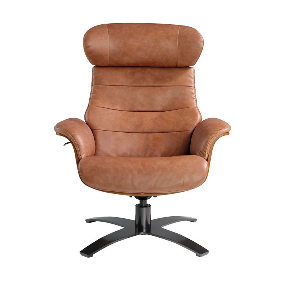 Armchairs - Swivel armchair upholstered in camel cowhide leather - ANGEL CERDÁ