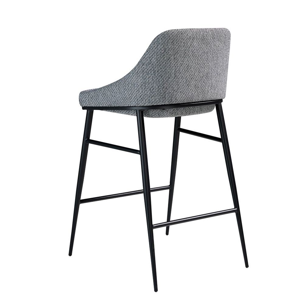 Tabourets - Tabouret tapissé en tissu et structure en acier noir - ANGEL CERDÁ