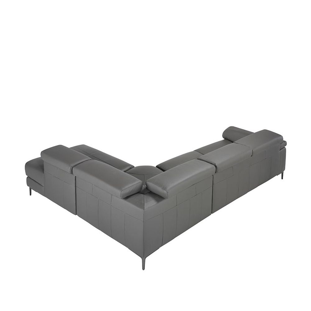 Sofas - Corner sofa upholstered in grey leather leather - ANGEL CERDÁ