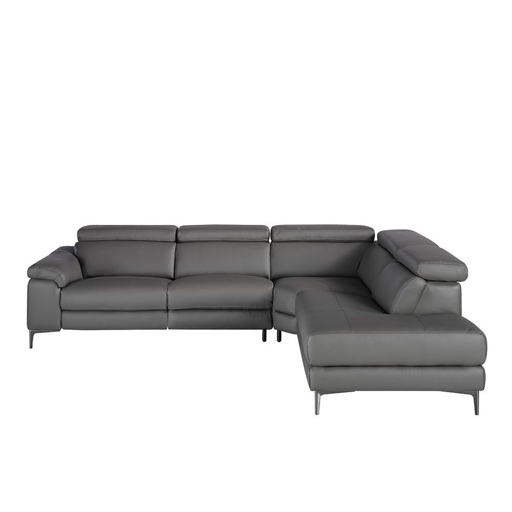 Sofas - Corner sofa upholstered in grey leather leather - ANGEL CERDÁ