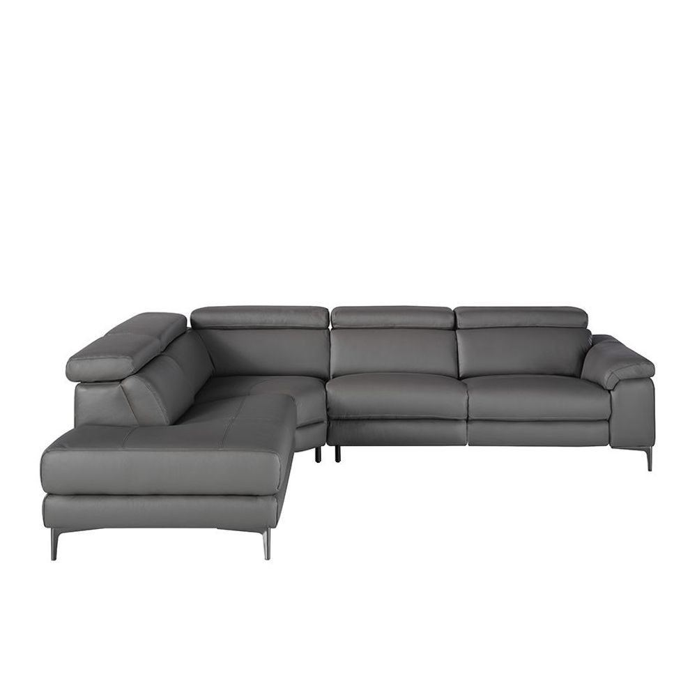 Sofas - Corner sofa upholstered in grey leather leather - ANGEL CERDÁ