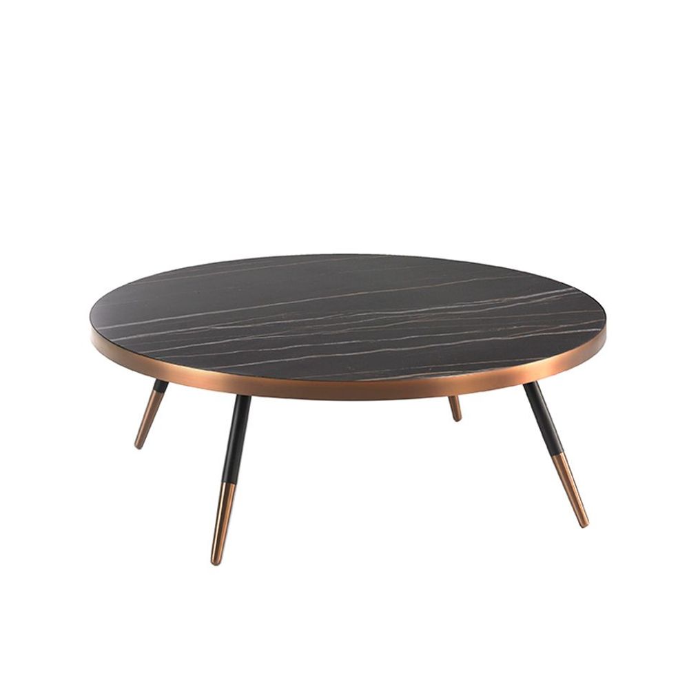 Coffee tables - Round black marble porcelain coffee table - ANGEL CERDÁ