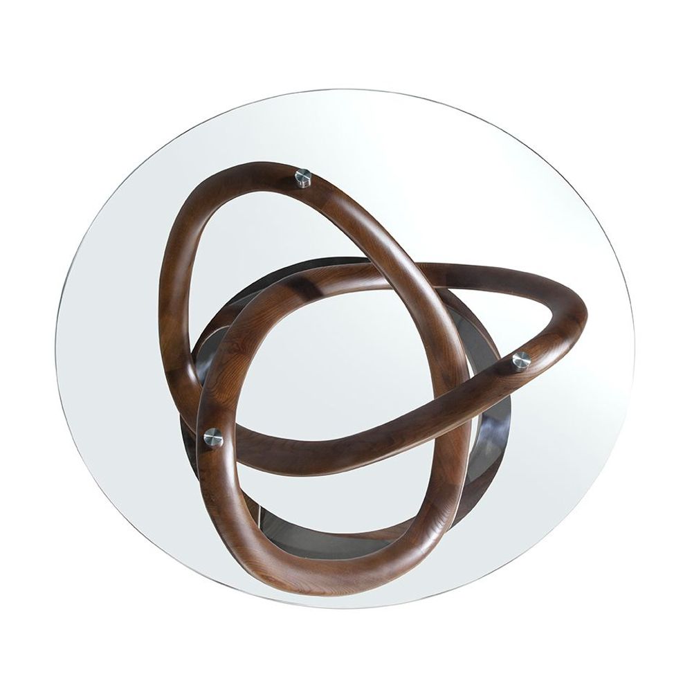 Coffee tables - Round coffee table tempered glass and walnut - ANGEL CERDÁ