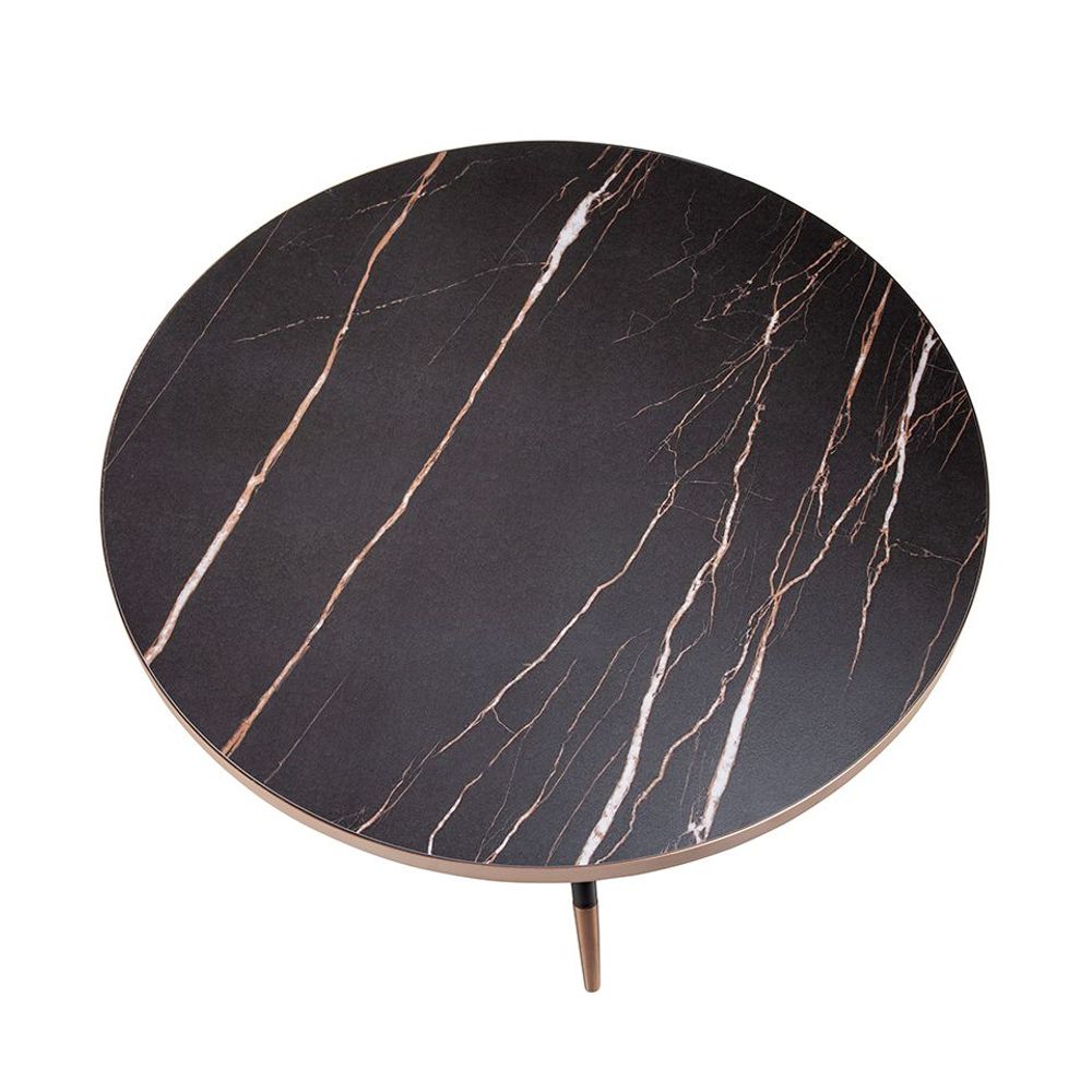 Coffee tables - Round black marble porcelain coffee table - ANGEL CERDÁ