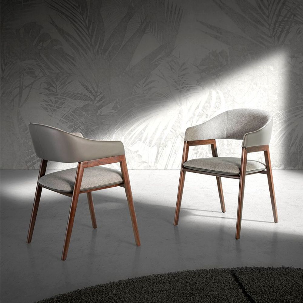 Chaises - Chaise de table à manger rembourrée en tissu et simili cuir - ANGEL CERDÁ