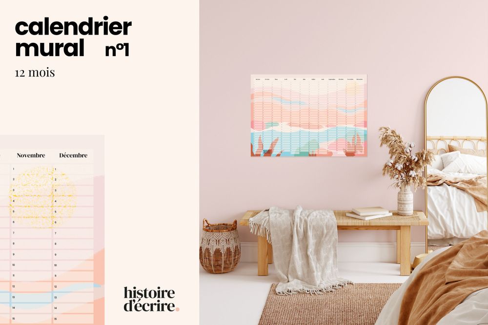 Other wall decoration - Decorative wall calendar 12 months - version n°1 - A2 format - HISTOIRE D'ÉCRIRE