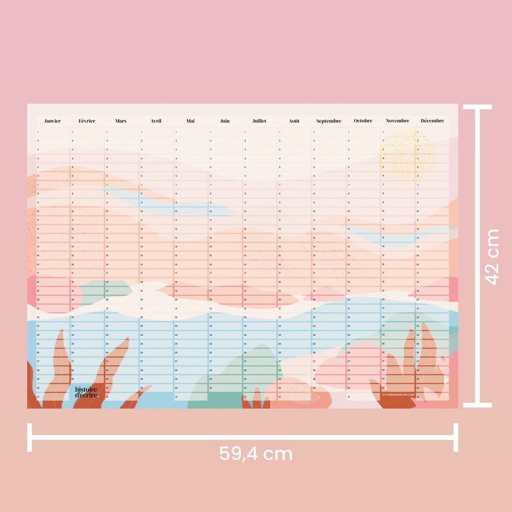 Other wall decoration - Decorative wall calendar 12 months - version n°1 - A2 format - HISTOIRE D'ÉCRIRE