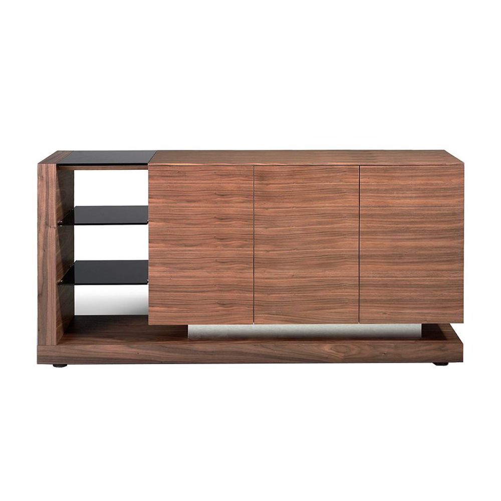 Sideboards - Walnut sideboard and black tinted glass - ANGEL CERDÁ
