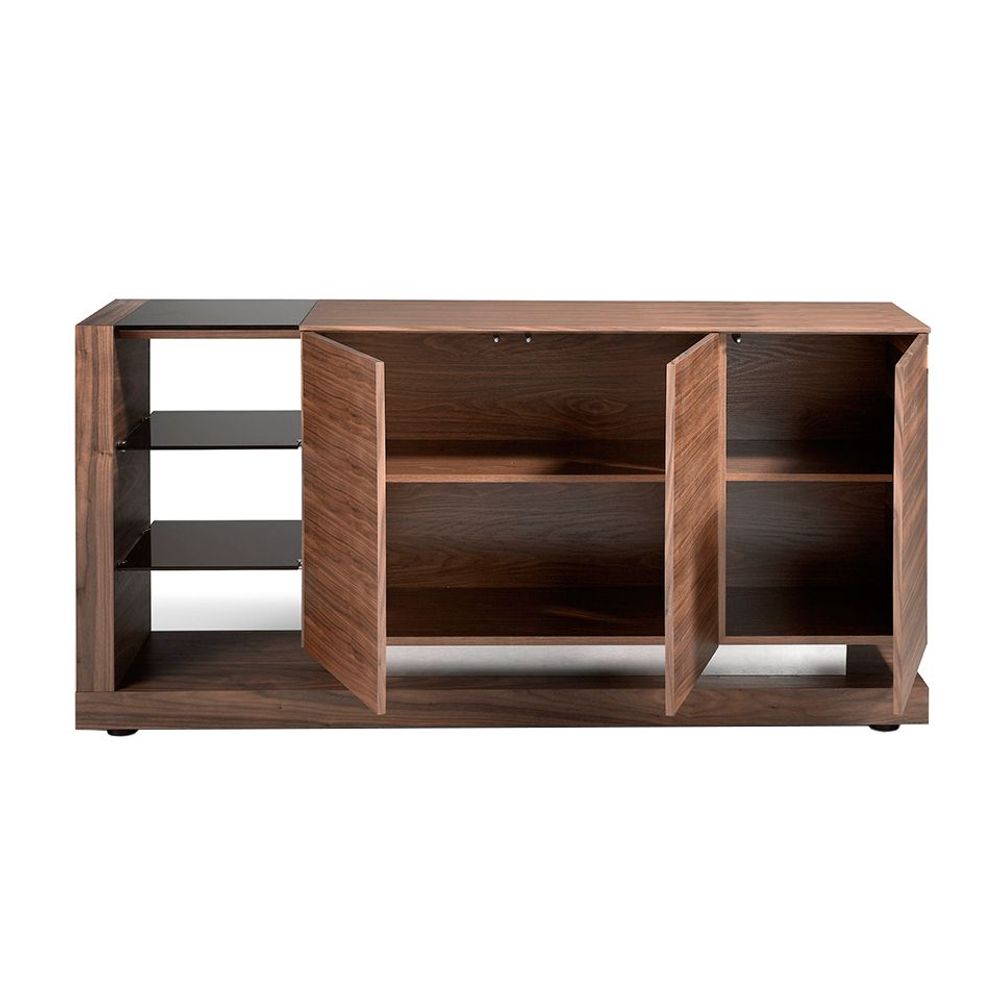 Sideboards - Walnut sideboard and black tinted glass - ANGEL CERDÁ