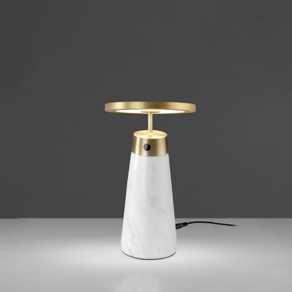 Lampes de table - Lampe de table en marbre blanc et acier doré - ANGEL CERDÁ