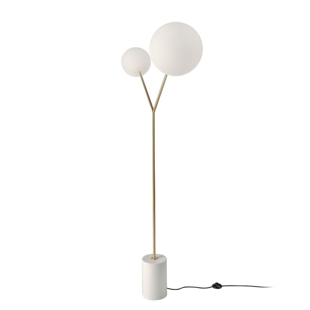 Lampadaires - Lampadaire en marbre blanc, acier doré et verre blanc - ANGEL CERDÁ
