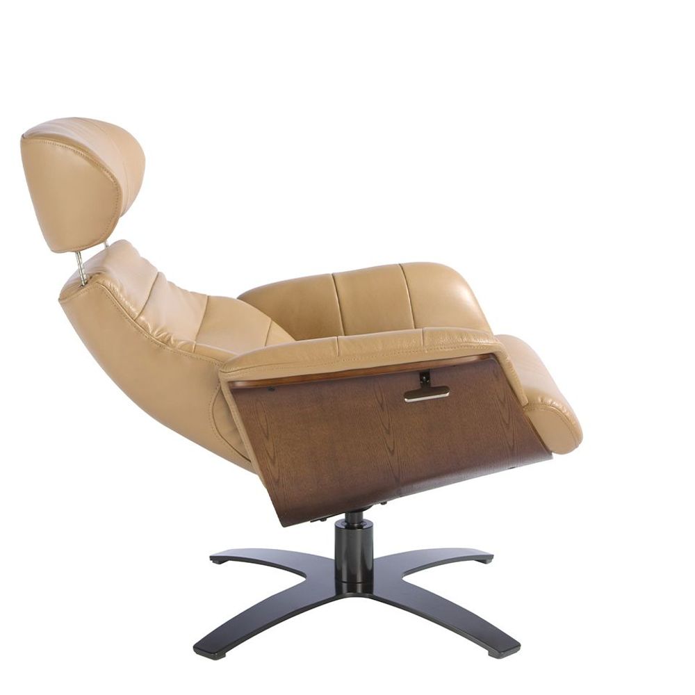 Fauteuils - Fauteuil pivotant tapissé de cuir sable - ANGEL CERDÁ
