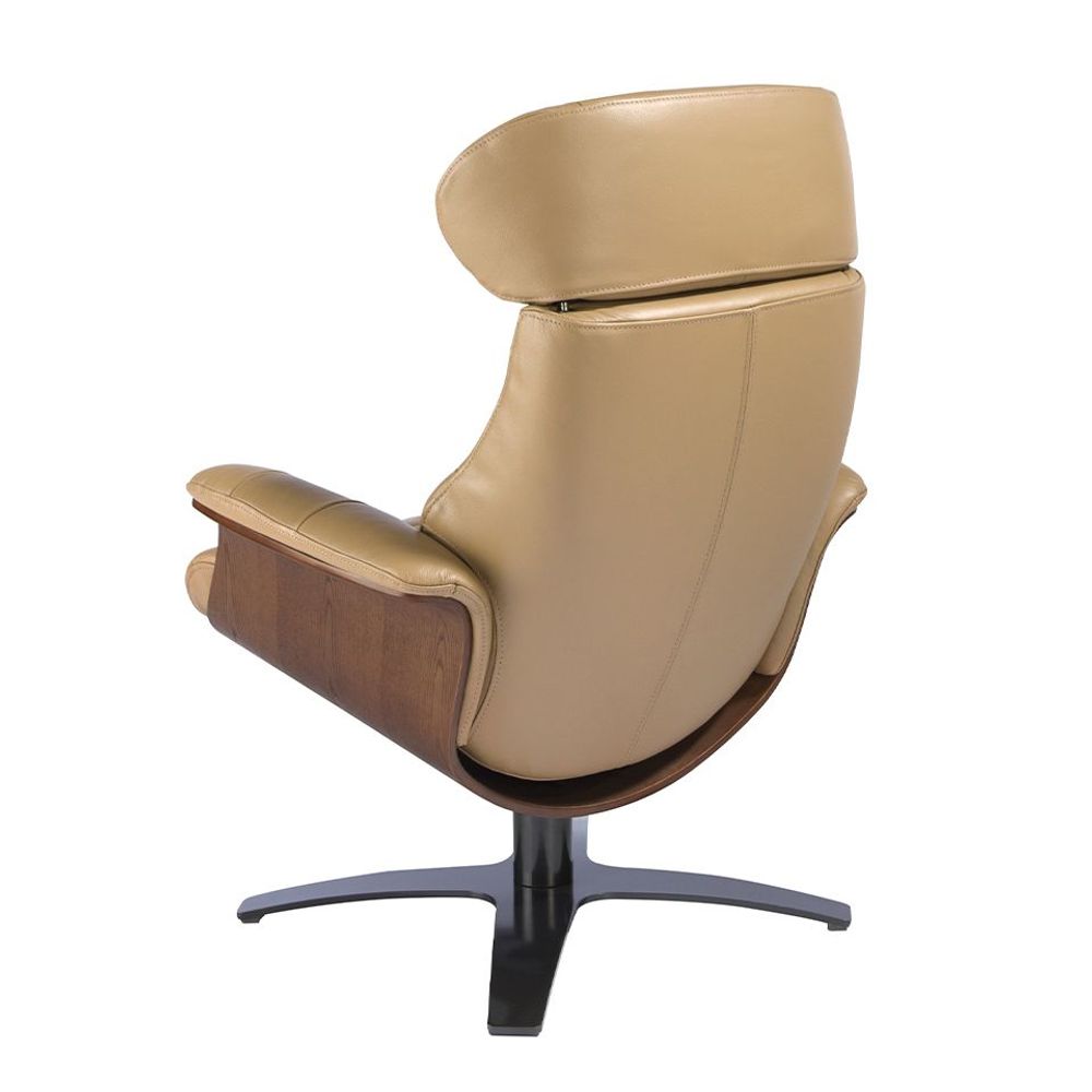 Fauteuils - Fauteuil pivotant tapissé de cuir sable - ANGEL CERDÁ