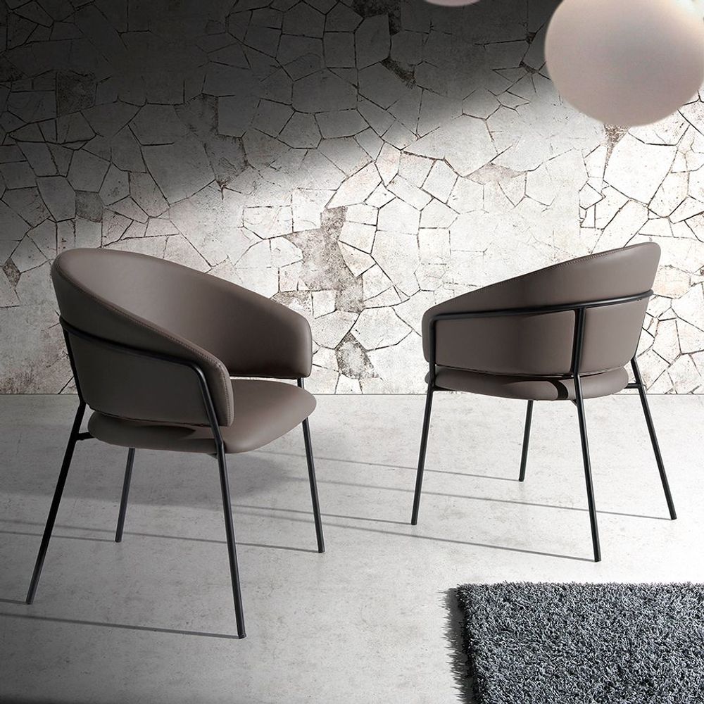 Chaises - Chaise de table à manger pieds en acier noir - ANGEL CERDÁ