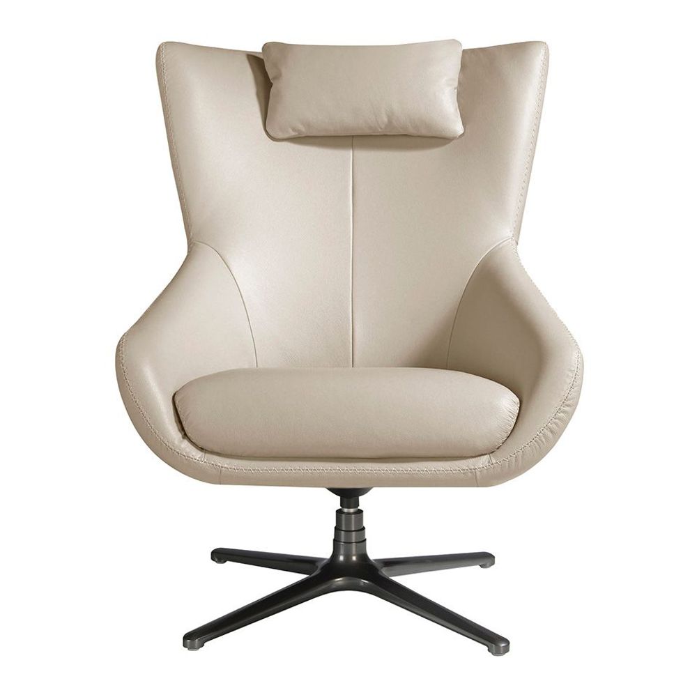 Armchairs - Leather swivel armchair with removable cushion - ANGEL CERDÁ