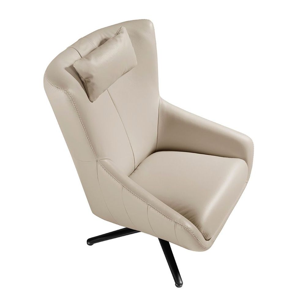 Armchairs - Leather swivel armchair with removable cushion - ANGEL CERDÁ