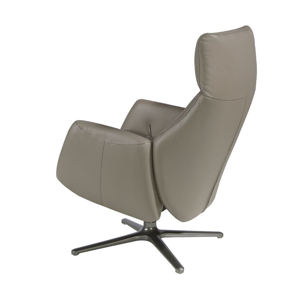 Fauteuils - Fauteuil pivotant inclinable tapissé de cuir gris et d'acier foncé - ANGEL CERDÁ