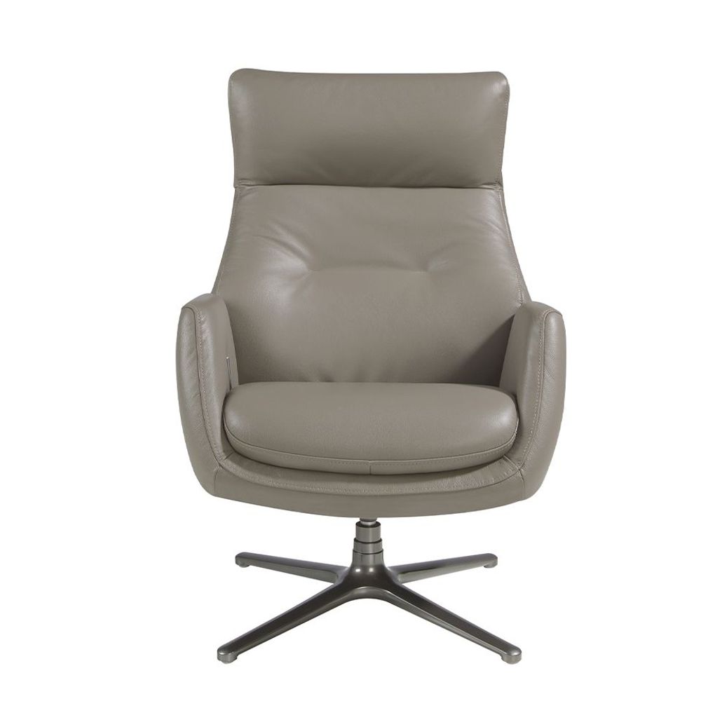 Fauteuils - Fauteuil pivotant inclinable tapissé de cuir gris et d'acier foncé - ANGEL CERDÁ