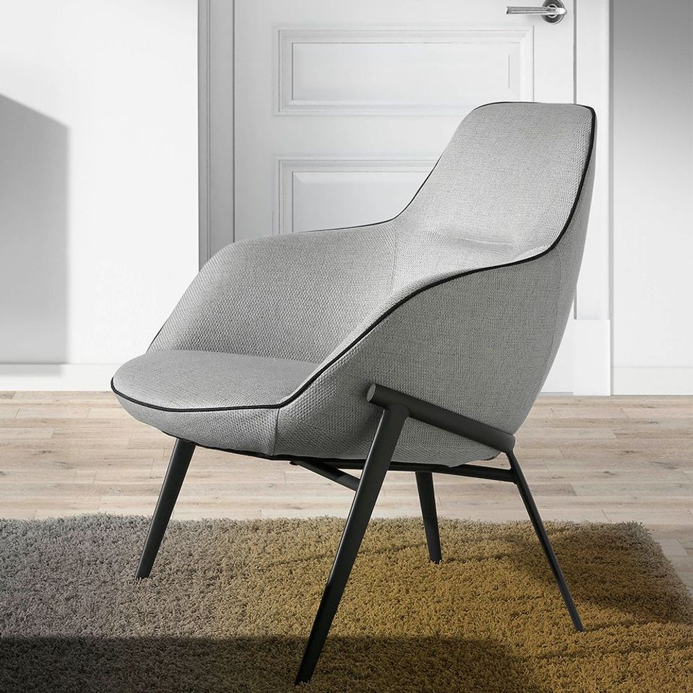 Fauteuils - Fauteuil Confident rembourré en tissu gris - ANGEL CERDÁ