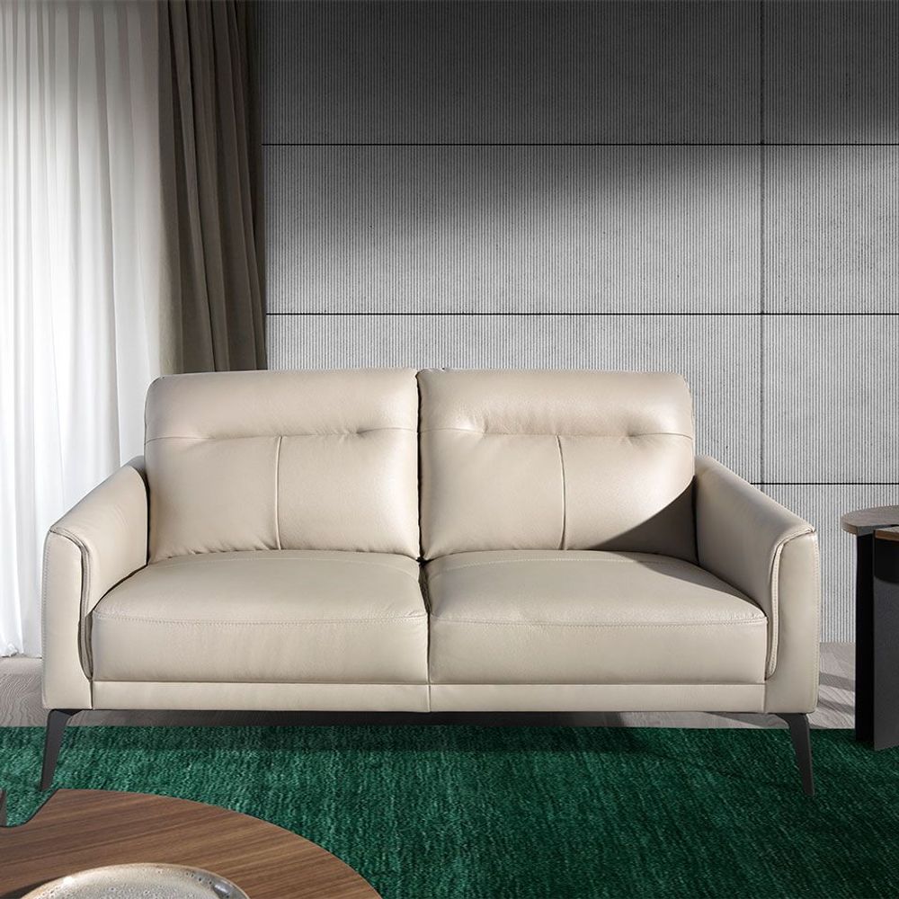 Canapés - Canapé 2 places rembourré en cuir couleur Taupe Grey - ANGEL CERDÁ