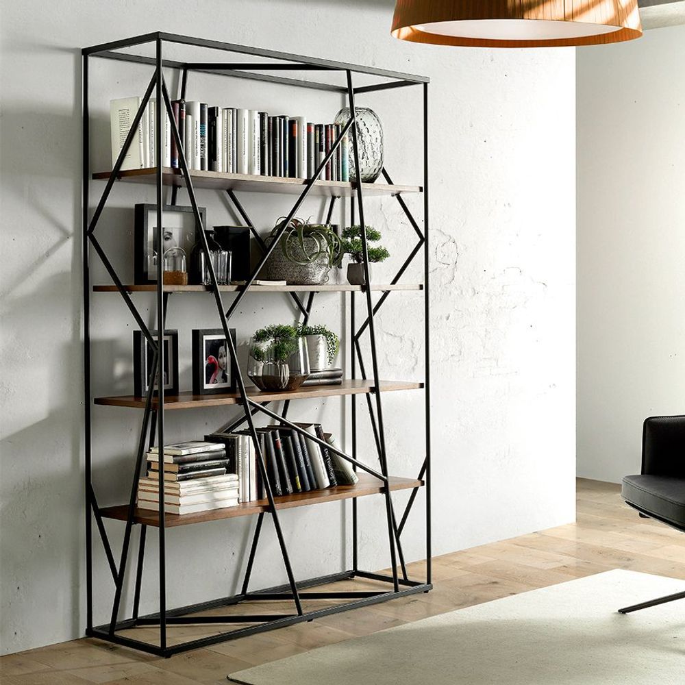 Office furniture and storage - Walnut and black steel shelf - ANGEL CERDÁ