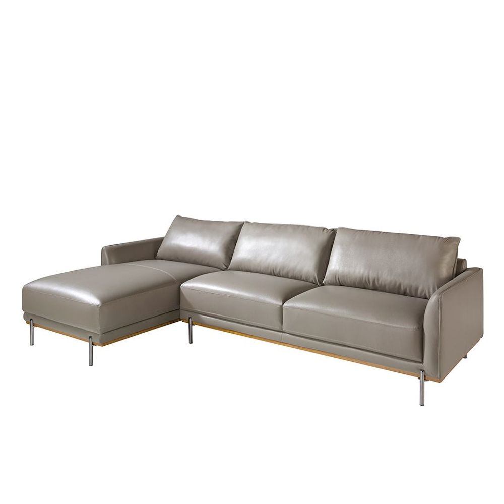 Canapés - Canapé chaise longue (L) en cuir de vachette Gris foncé - ANGEL CERDÁ