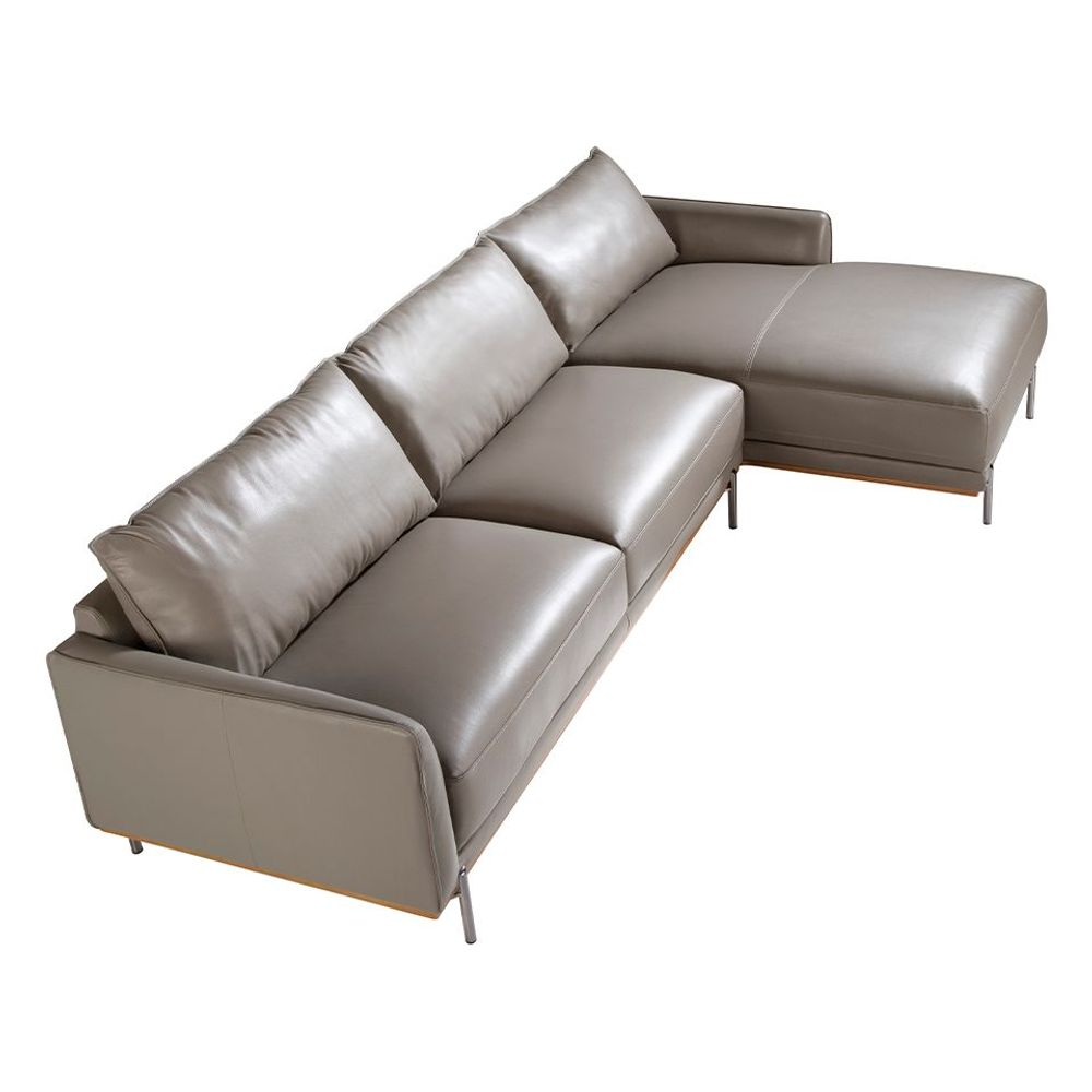 Canapés - Canapé Chaiselongue (R) en cuir de vachette Gris foncé - ANGEL CERDÁ